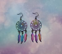 Iridescent Dream Catcher Sterling Silver Earrings