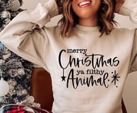 Image 1 of Merry Christmas Ya Filthy Animal Ornament Sweatshirt