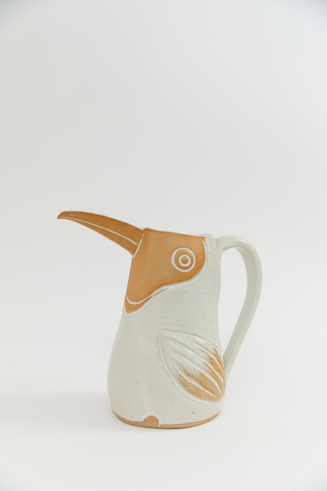 Large Matte White Orange Beak Family Size Toucan Pitcher | Knotwork LA