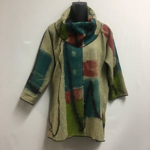 Image of Alison top with "Solid Joy" hand painted design