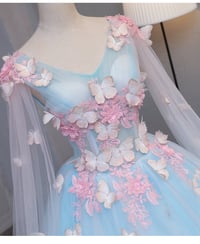 Image 3 of Blue Puffy Ball Gown Tulle Sweet 16 Dress with Lace, Blue Prom Dress