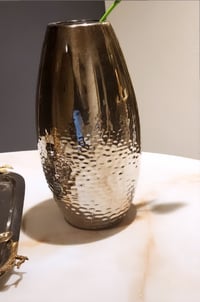 Image 2 of Faux Dented Silver Piece Decorative Vase