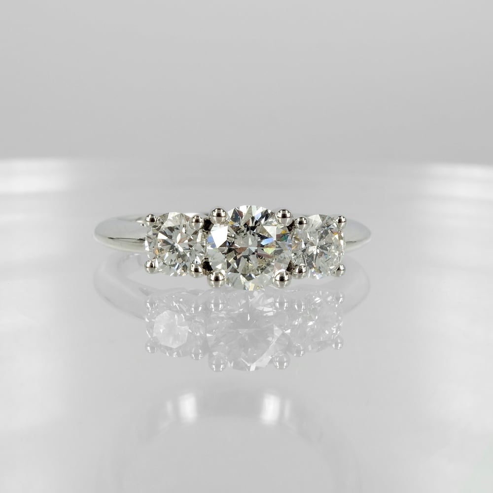Image of 18ct white gold trilogy diamond engagement ring. PJ5980