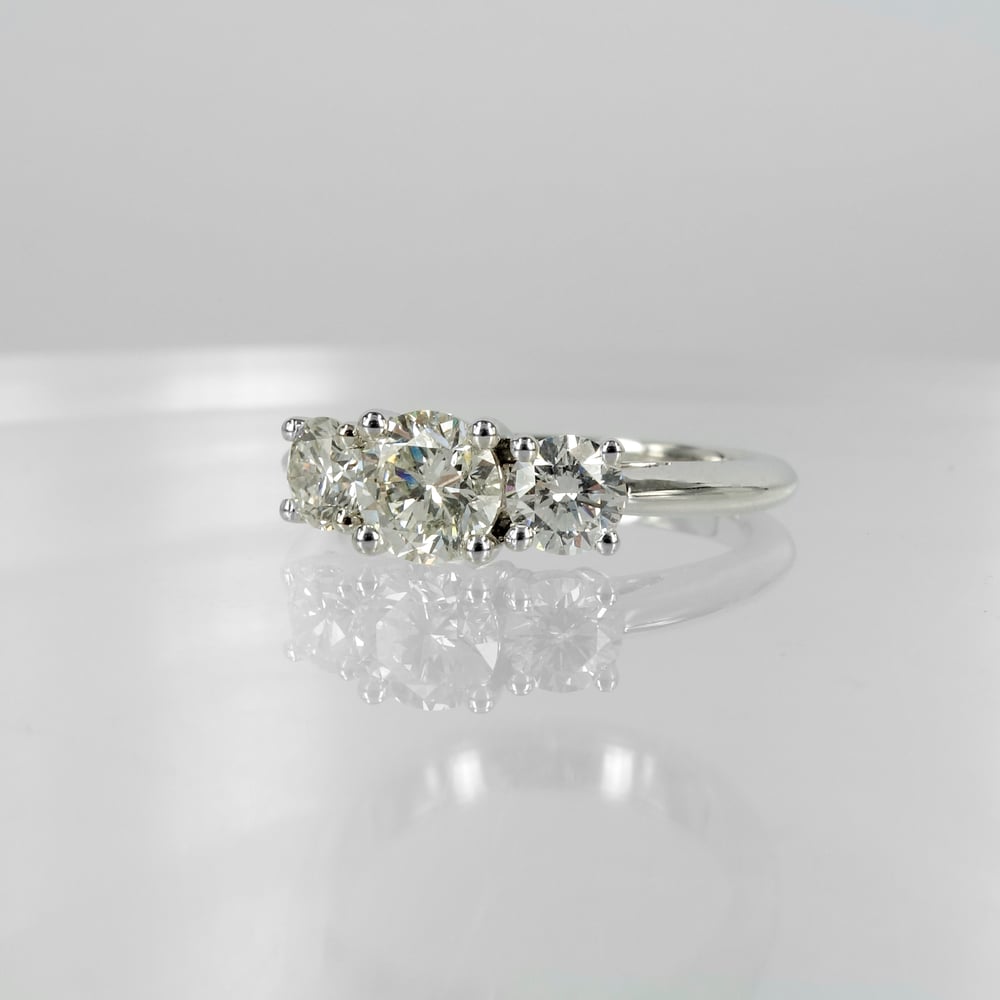 Image of 18ct white gold trilogy diamond engagement ring. PJ5980