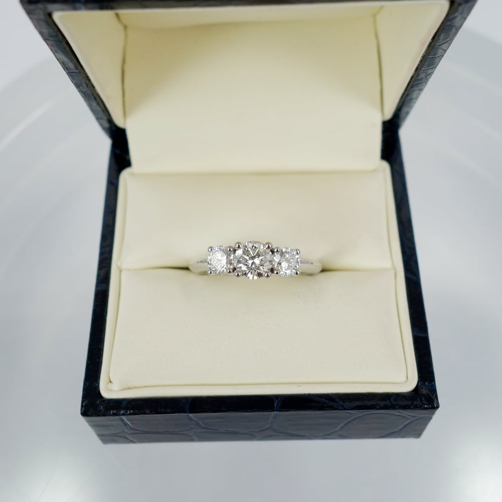 Image of 18ct white gold trilogy diamond engagement ring. PJ5980