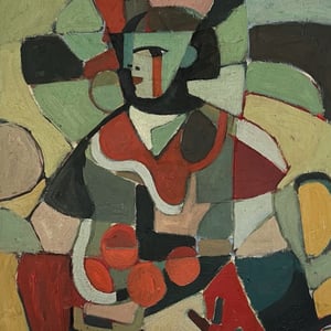 Image of Contemporary Painting, 'Girl with Oranges,' Sandhills Studios