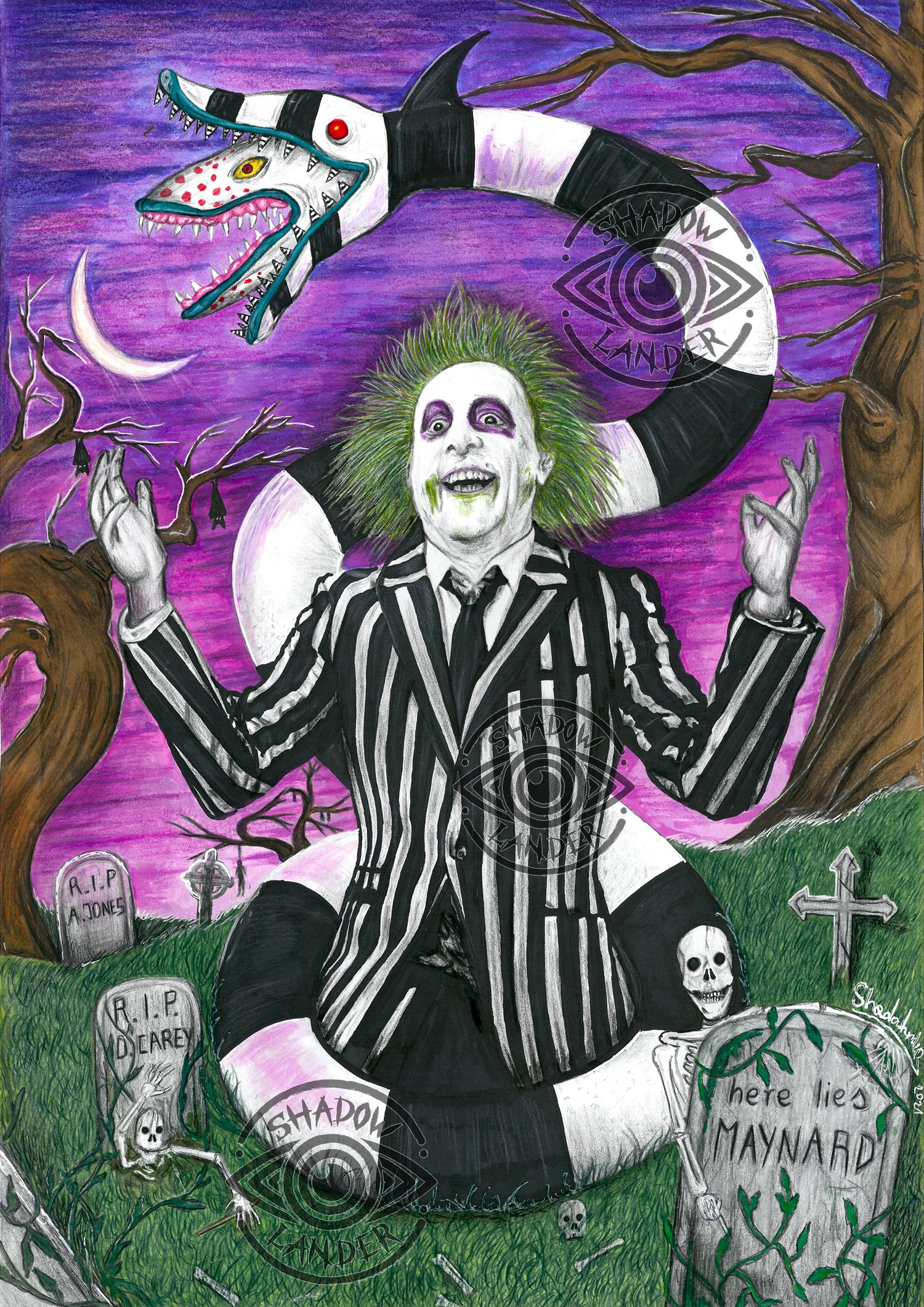 Maynard "Halloween Beetlejuice" ART PRINT shadowlanderart