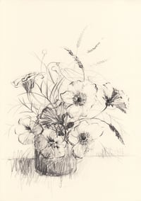 Vase of anemones, cosmos and nasturtium 
