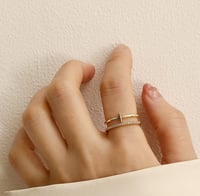 Image 1 of cross double ring 十字双层锆石开口戒指