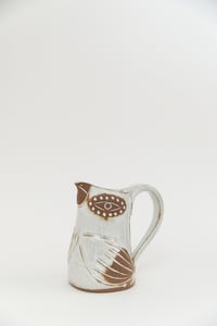 Image 2 of Medium Gloss White Dotted Eye Handled Bird Pitcher