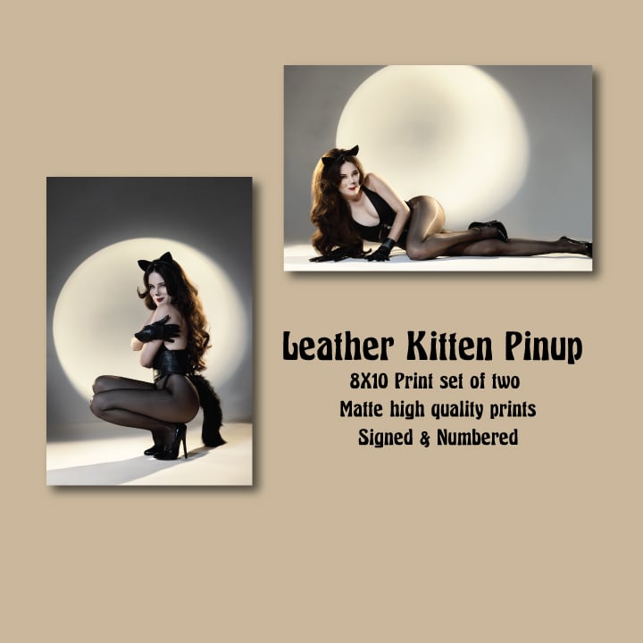 Image of Leather Kitten Pinup print set