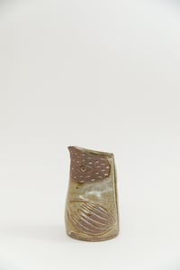 Image 2 of Medium Brown Speckled Face Handleless Bird Pitcher