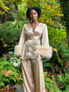 Gold Beverly Lounge Suit w/ Marabou Cuffs FINAL CLEARANCE SALE! Was $299.99, now $99.99