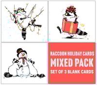 Image 1 of All 3 Racoon Holiday Cards - MIXED PACK 