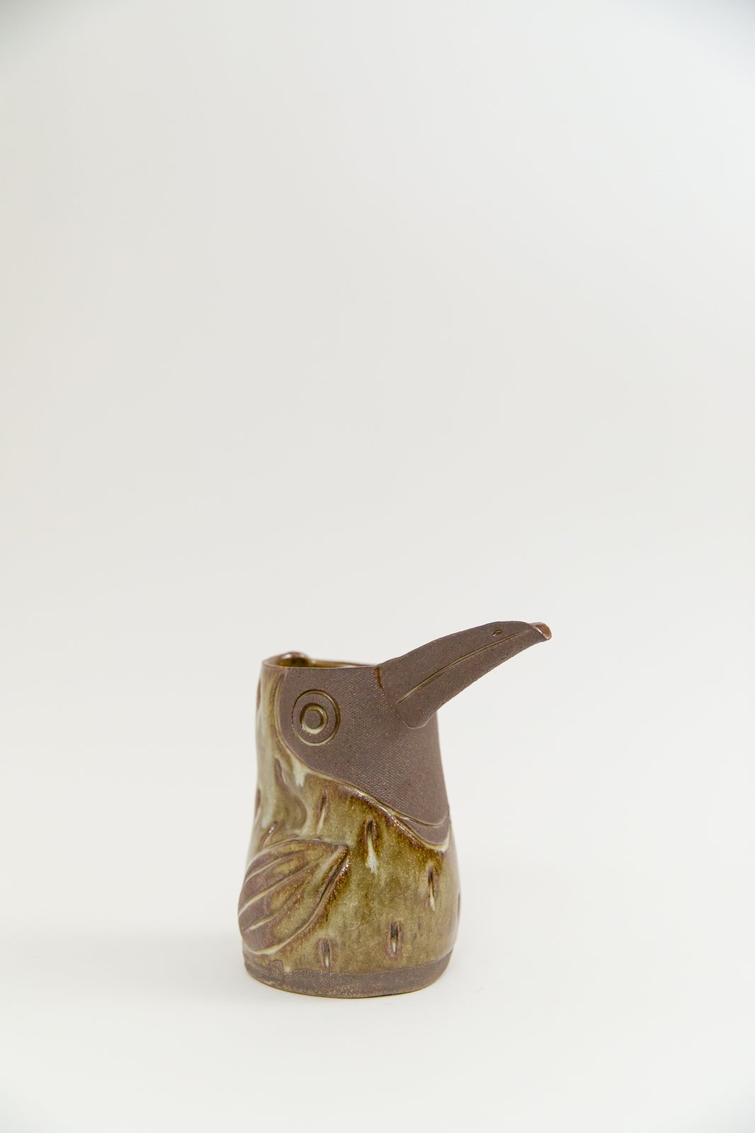 Medium Dark Brown Olive Toucan Handleless Pitcher | Knotwork LA