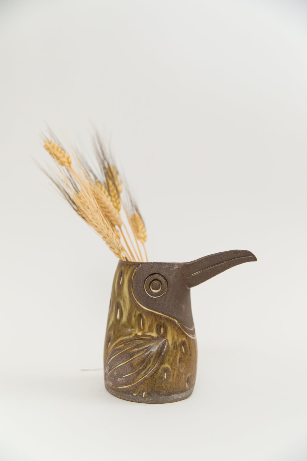 Medium Dark Brown Olive Toucan Handleless Pitcher | Knotwork LA