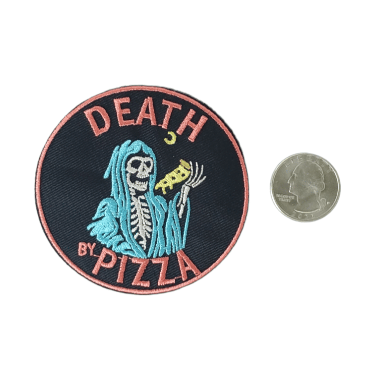 DEATH BY PIZZA EMBROIDERED IRON ON PATCH