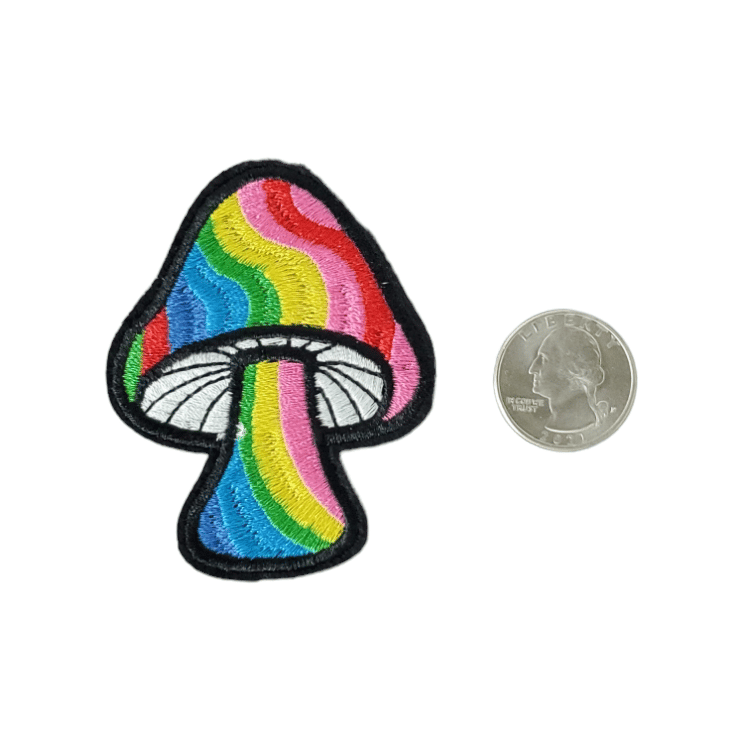 RAINBOW MUSHROOM EMBROIDERED IRON ON PATCH