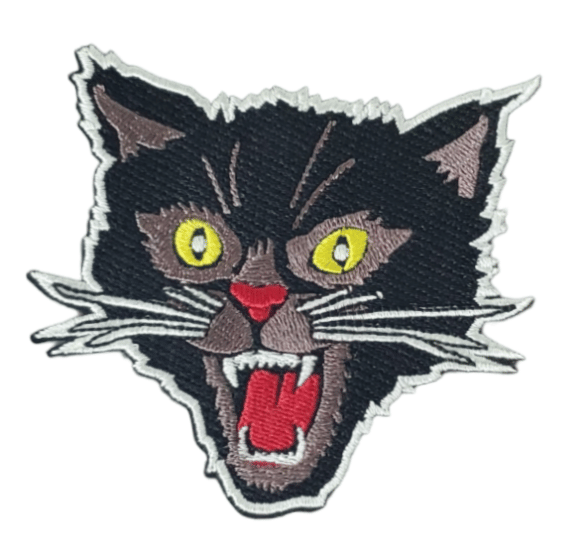 BLACK CAT STRIKE EMBROIDERED IRON ON PATCH
