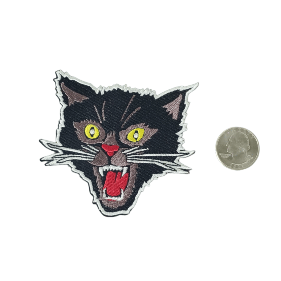BLACK CAT STRIKE EMBROIDERED IRON ON PATCH