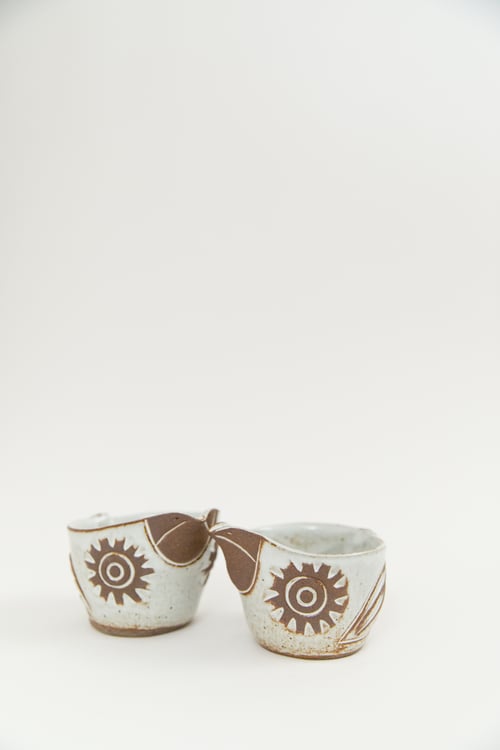 Image of Glossy White Brown Eyed Owl Bird Bowls