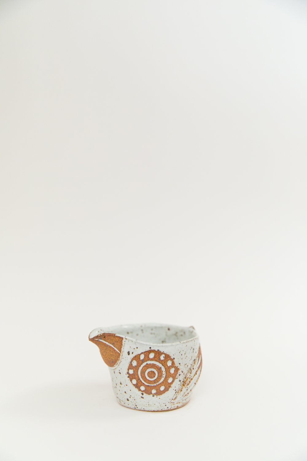 Image of Glossy White with Dotted Owl Eye Bird Bowl