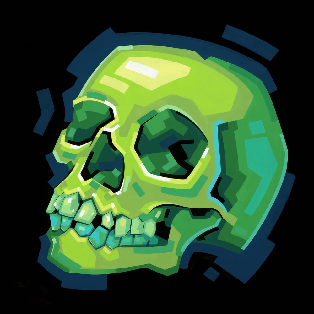 Blue Green Skull - Signed 12" Prints