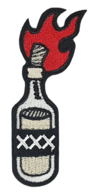 MOLOTOV COCKTAIL EMBROIDERED IRON ON PATCH