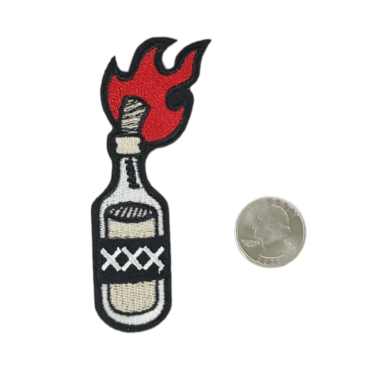 MOLOTOV COCKTAIL EMBROIDERED IRON ON PATCH