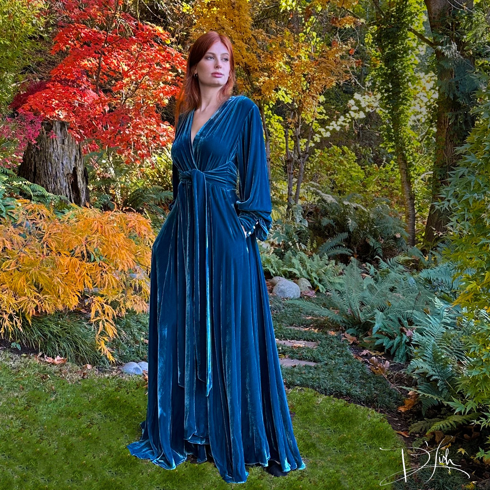 full length velvet dressing gown