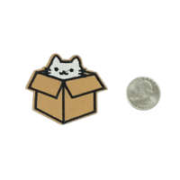 Image 2 of CAT IN A BOX EMBROIDERED IRON ON PATCH