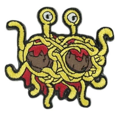 FLYING SPAGHETTI MONSTER EMBROIDERED IRON ON PATCH
