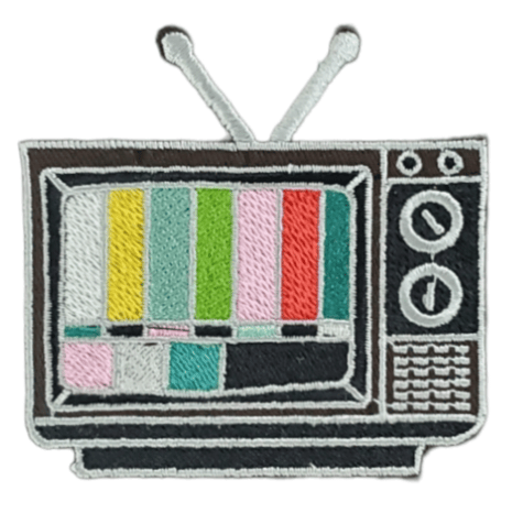 TV PARTY EMBROIDERED IRON ON PATCH