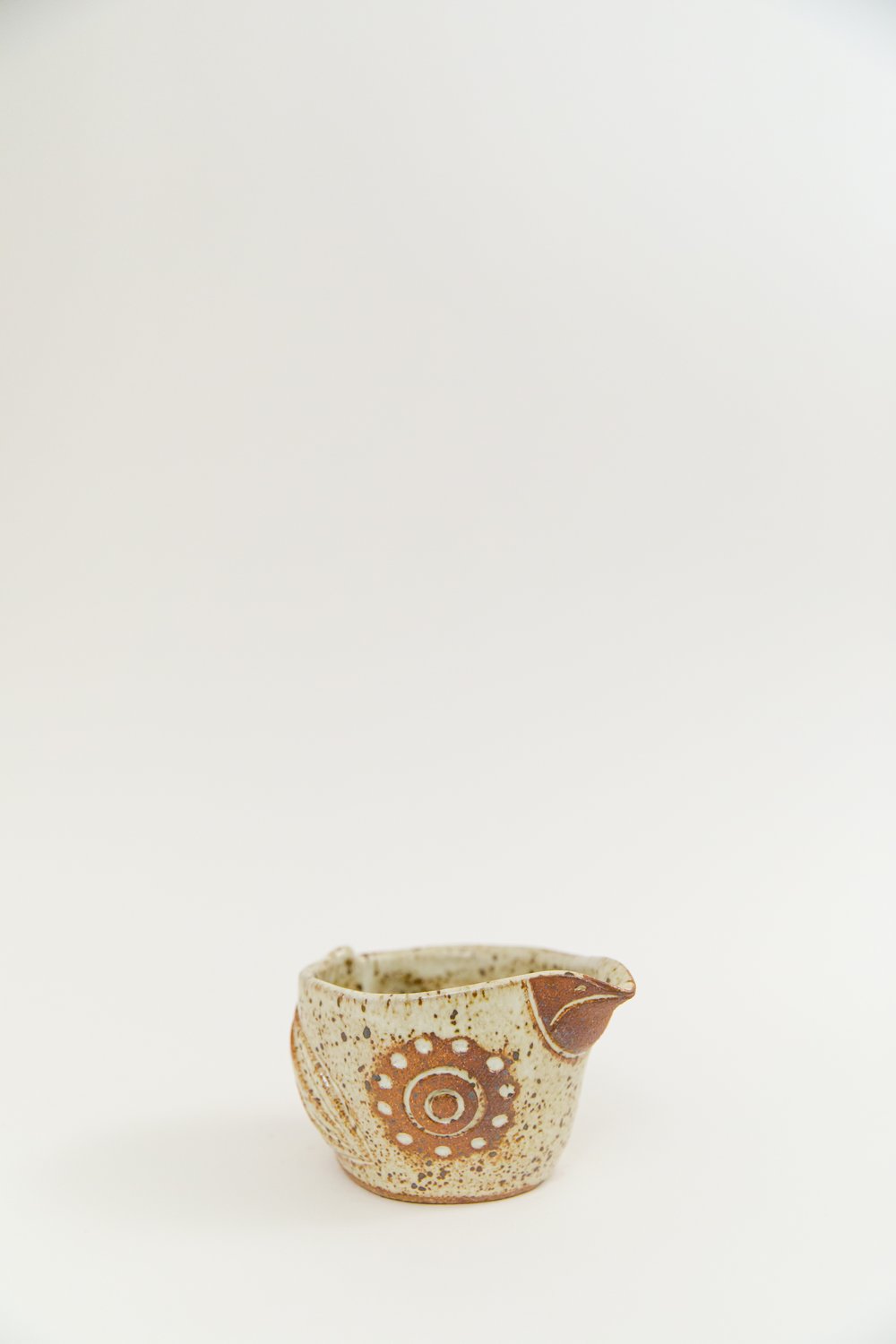 Image of Ivory Speckled Matte Dotted Owl Bird Bowl