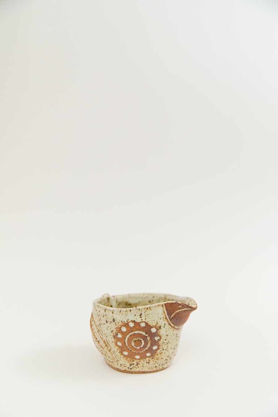 Image of Ivory Speckled Matte Dotted Owl Bird Bowl