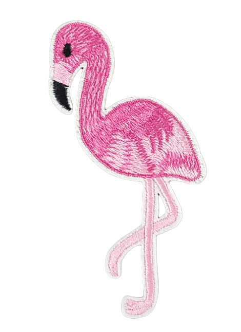 PINK FLAMINGO EMBROIDERED IRON ON PATCH