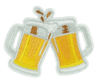Image 1 of CHEERS WITH BEERS EMBROIDERED IRON ON PATCH
