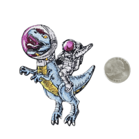 Image 2 of T REX IN SPACE EMBROIDERED IRON ON PATCH