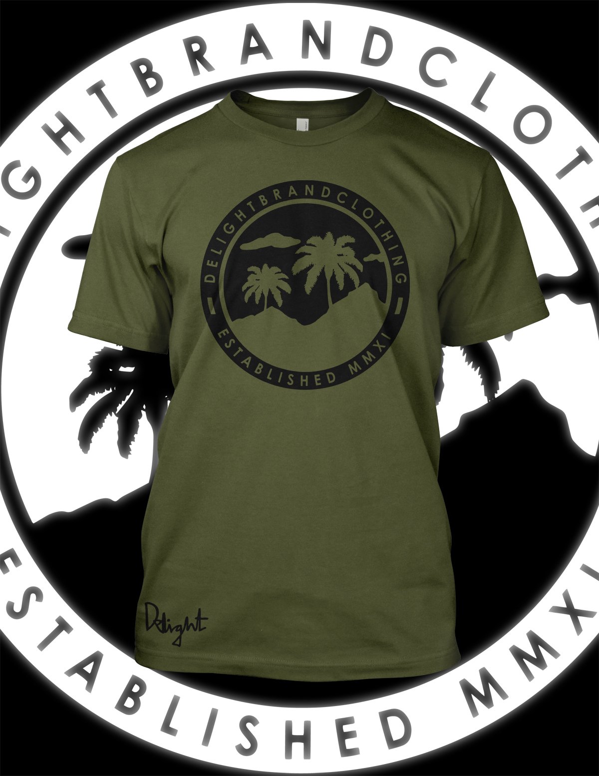 Throwback Delight Stamped Military Green T-shirt
