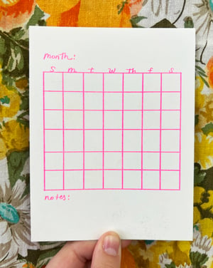 Bad Print Blank Calendar Sheets x 12