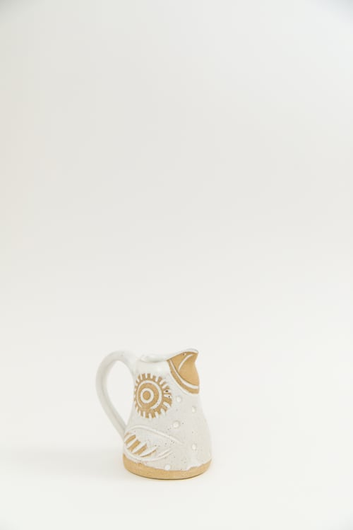 Image of Matte White Baby Owl Creamer with Handle