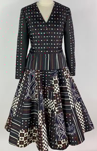 Image 1 of Black and Red Pieced Meisen Skirt and Jacket