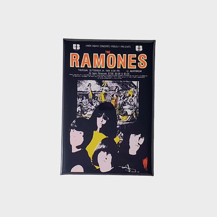 RAMONES INDIANA UNIVERSITY SHOW POSTER FRIDGE MAGNET / BUTTON