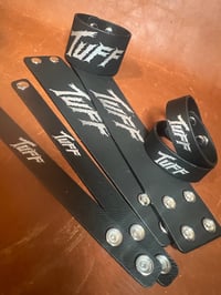 Image 1 of TUFF Leather Engraved Wrist Wrap, 2" Wide or 3/4" Wide, order includes Pins & Guitar Picks