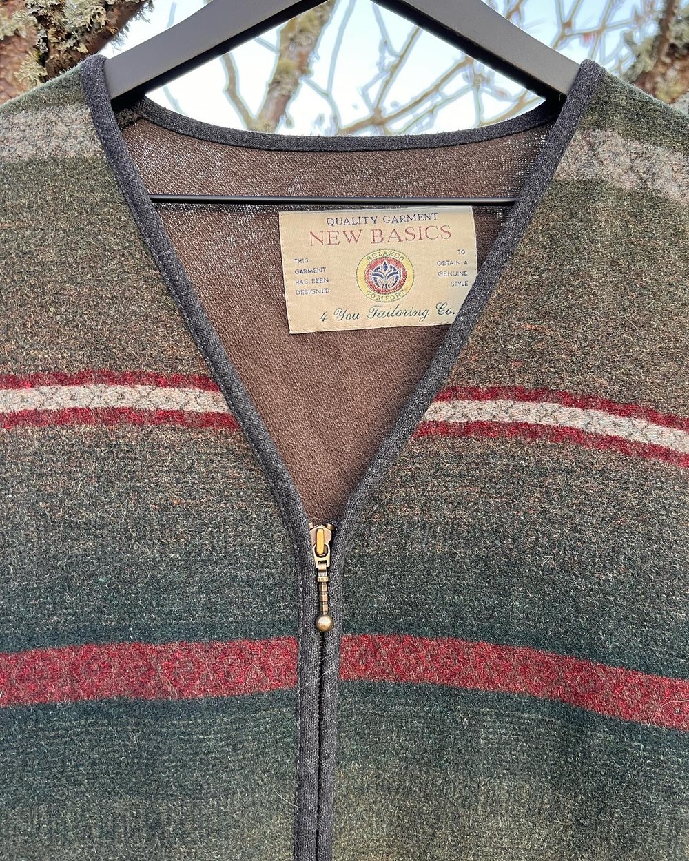 Vintage New Basics Wool Grandpa Zip Up (L)