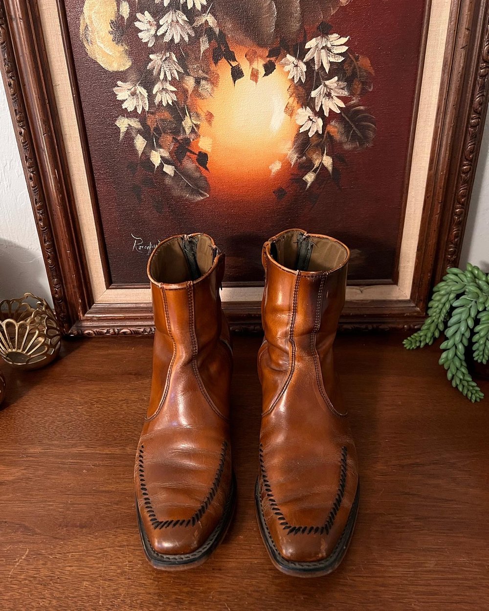 Vintage Cognac Ankle Boots (Men’s 8.5 D)