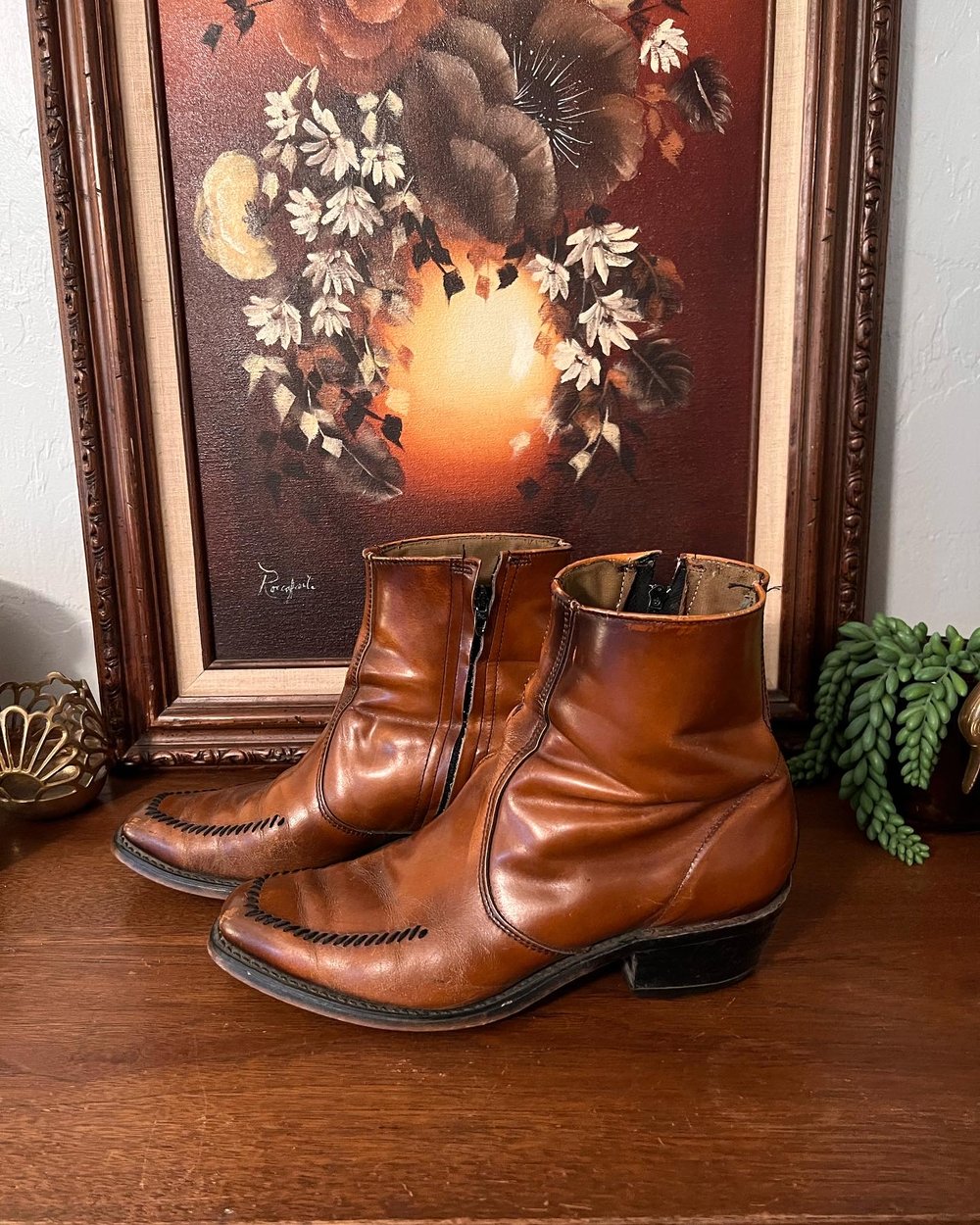 Vintage Cognac Ankle Boots (Men’s 8.5 D)