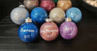 Glitter Christmas Baubles | Glitter | Personalised | 8cm Shatter proof | Glitter | Gift | Ornament