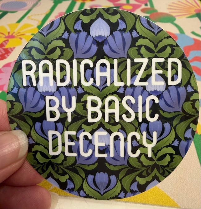 "radicalized” vinyl sticker