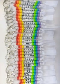 Image 3 of Personalised Rainbow Beaded Keyring/Rainbow School Bag Tag/Rainbow Lunch bag